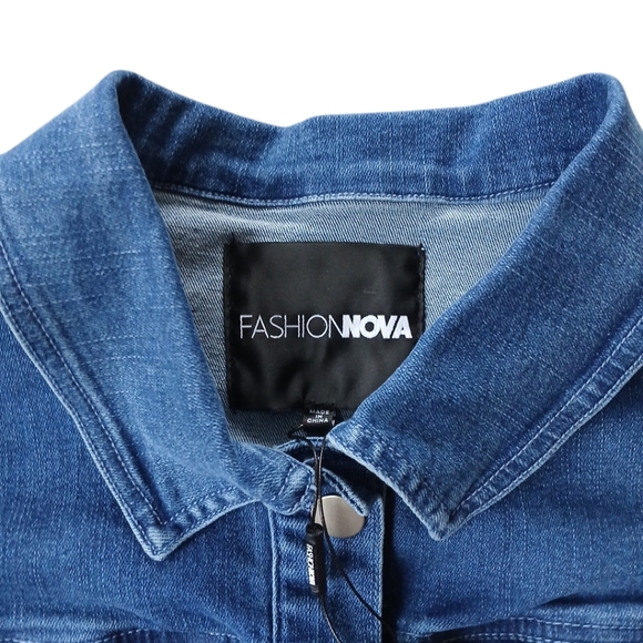 Fashion Nova Maison Stretch Denim Trucker Jacket Size XL NWT - Picture 4 of 4